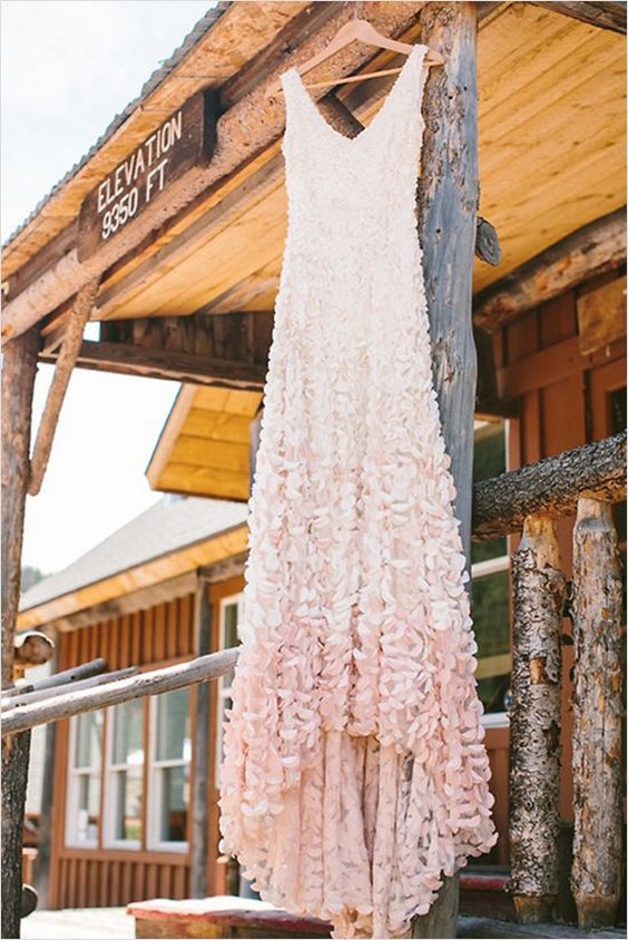 Pink and white Ombre wedding gown by Theia