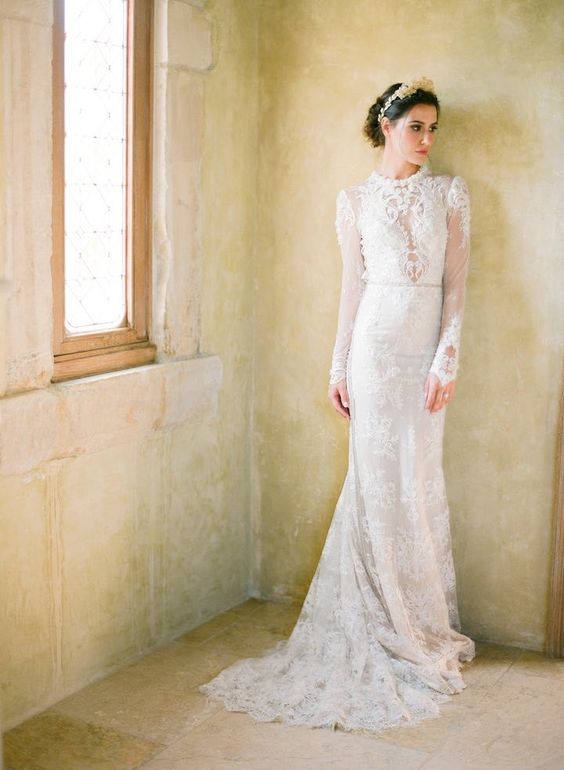 Winter wedding dress with long sleeves