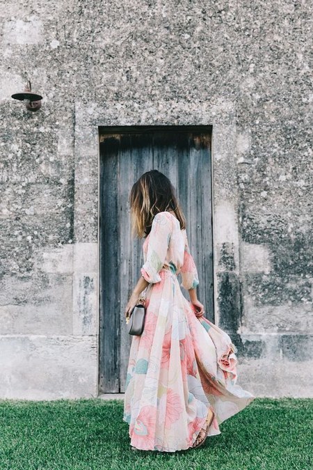 casual pink printed wedding guest dress
