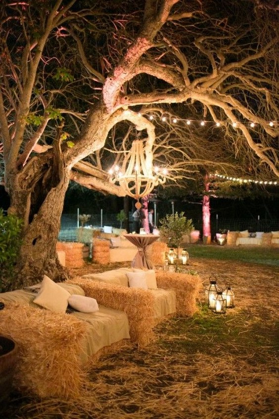 hay bales for a shabby chic wedding garden party