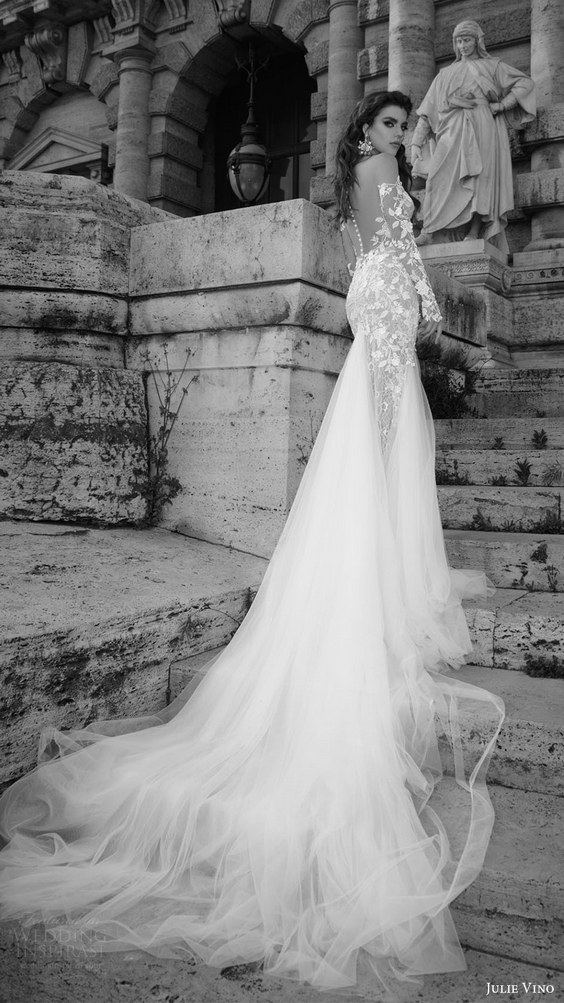 julie vino bridal spring 2017 illusion long sleeves sweetheart sheath lace wedding dress