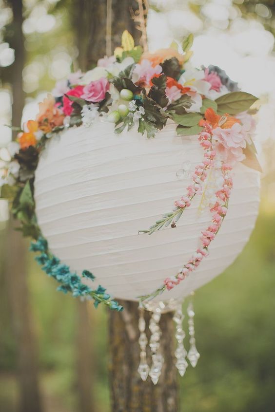 lantern wedding decor with floral details