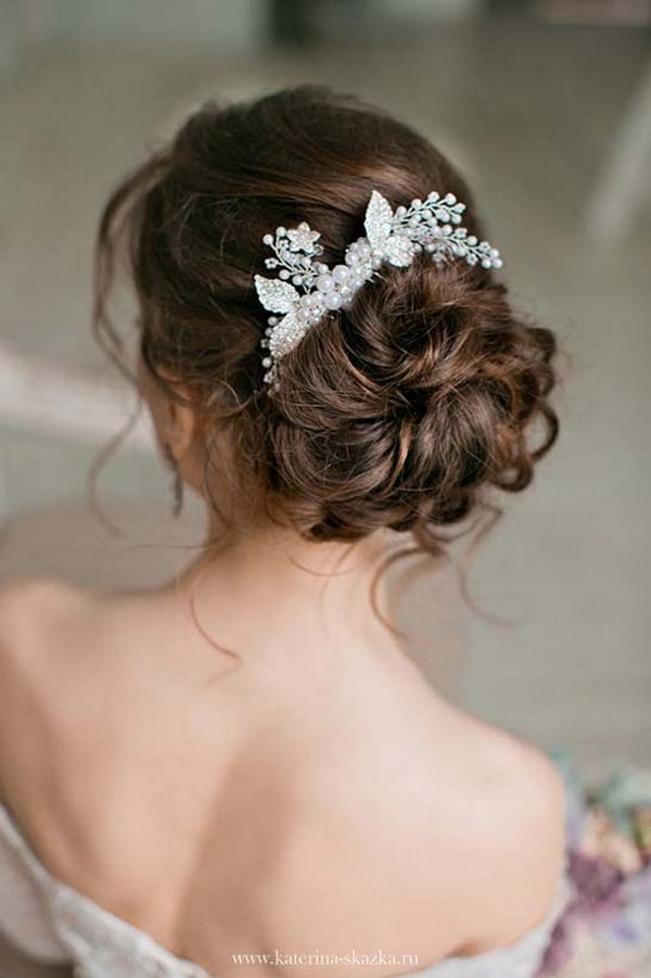 long wavy bridal updo hairstyle via katerina andreeva