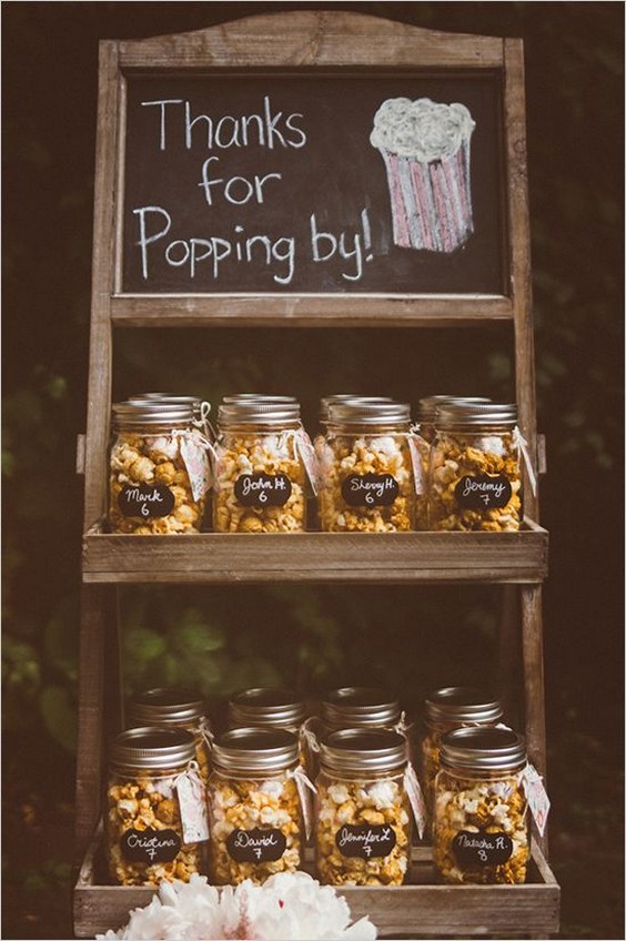 mason jar popcorn wedding favor