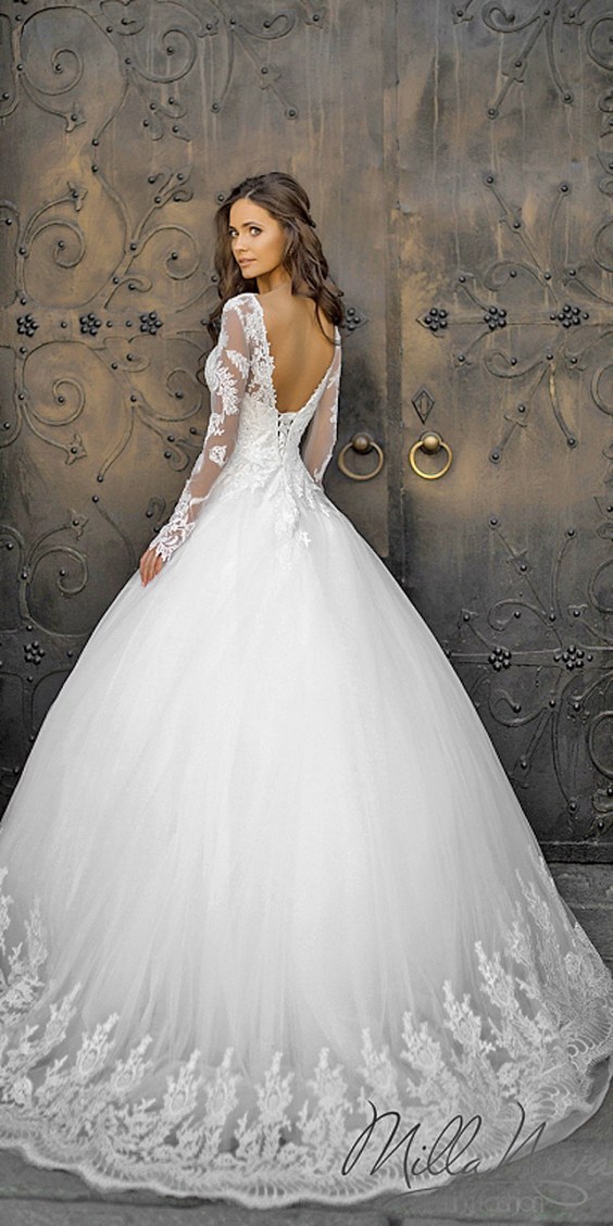 mila nova lace wedding dress with long sleeves