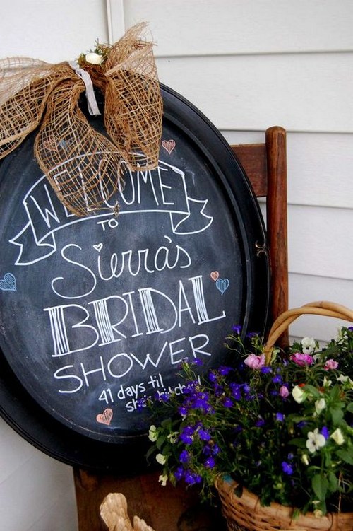 rustic chalkboard bridal shower sign