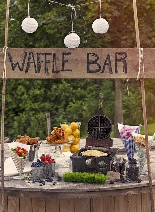 rustic country waffle bar decor