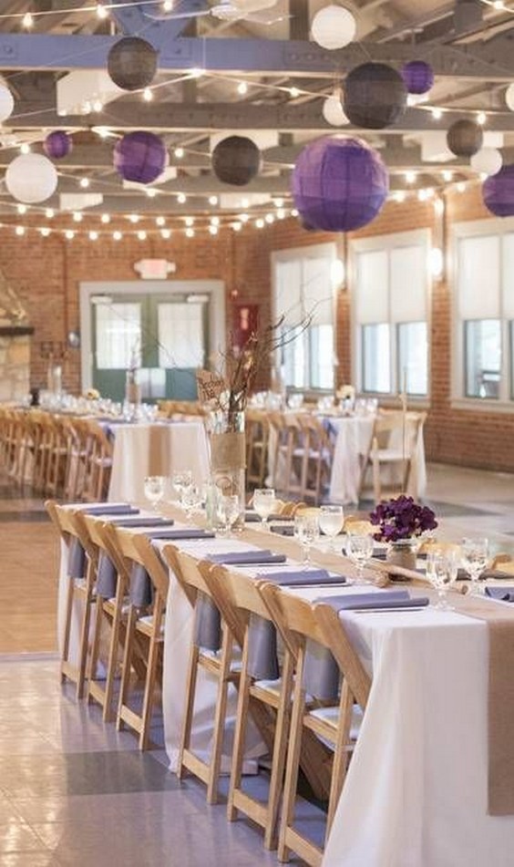 rustic purple wedding reception