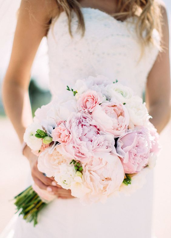 soft pink lilac peonies wedding bouquet