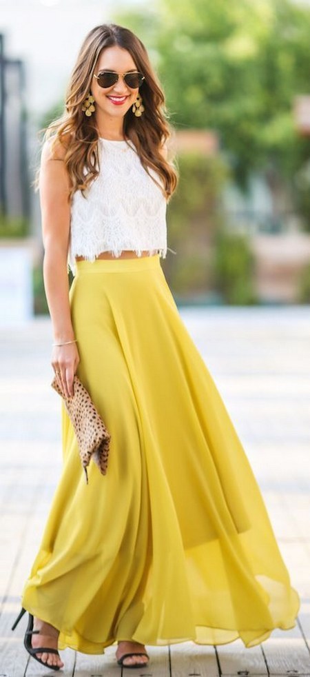white and yellow two piece wedding guest dress