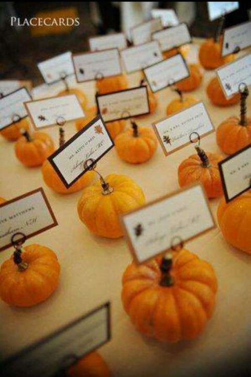 Fall wedding- Pumpkin Place cards