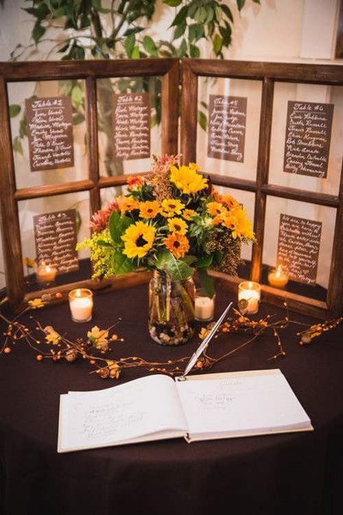 Fall wedding reception decor idea
