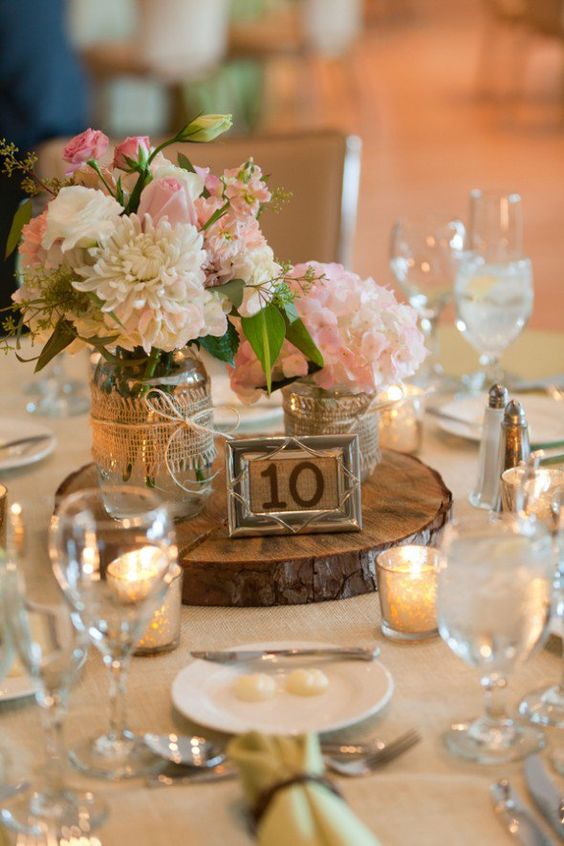 Rustic Wedding Centerpieces and Table Numbers