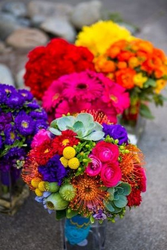 array of bouquets for a bride and her bridesmaids