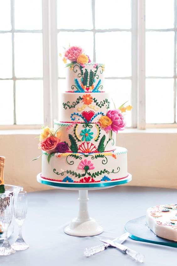 colorful festive wedding cake