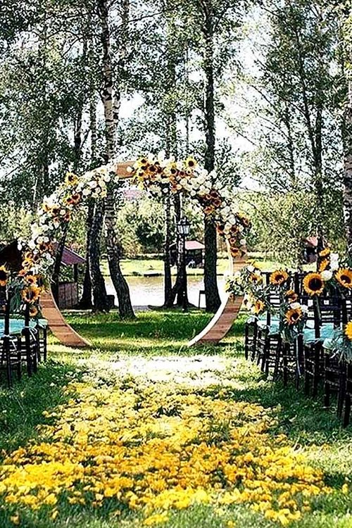 fall sunflowers wedding arch