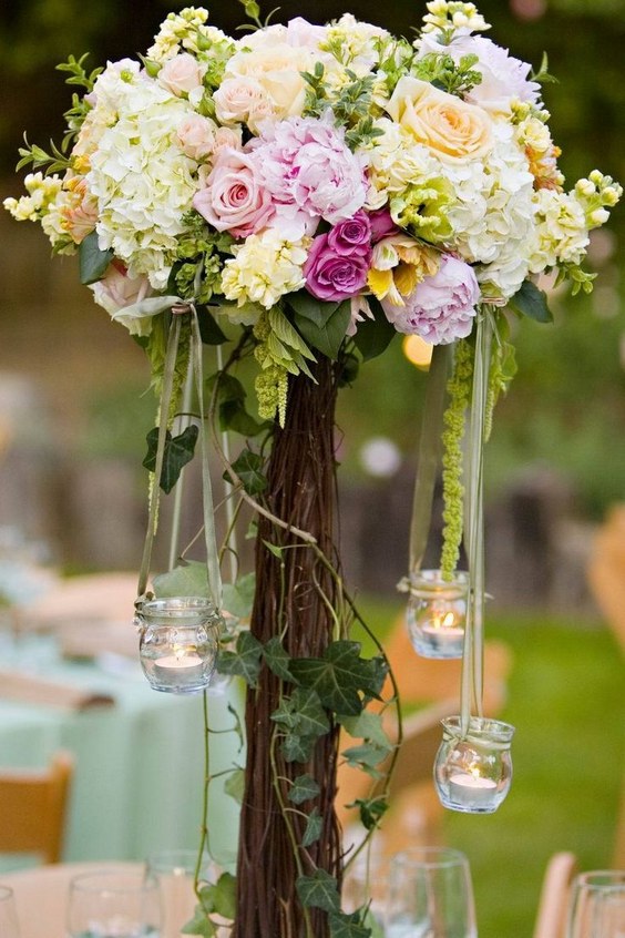 tall rustic wedding centerpieces