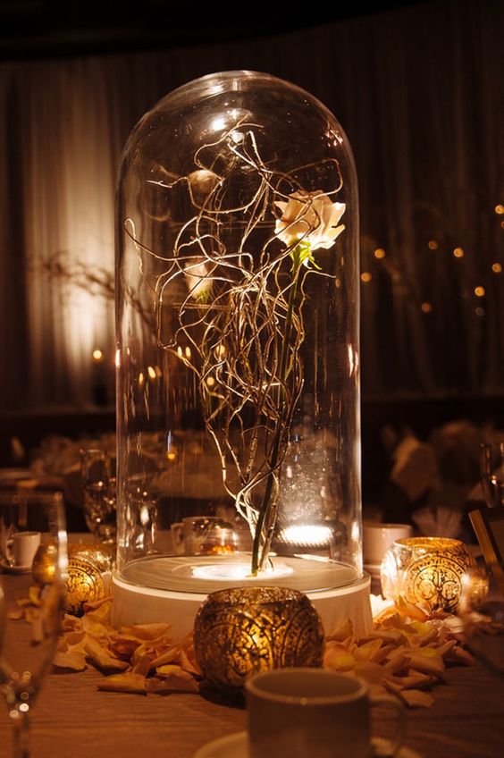 Enchanted Rose Beauty and the Beast Wedding Centerpiece