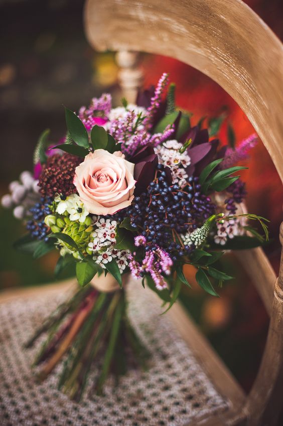 Fall Purple Wedding bouquet via Rebekah J.Murray Photography