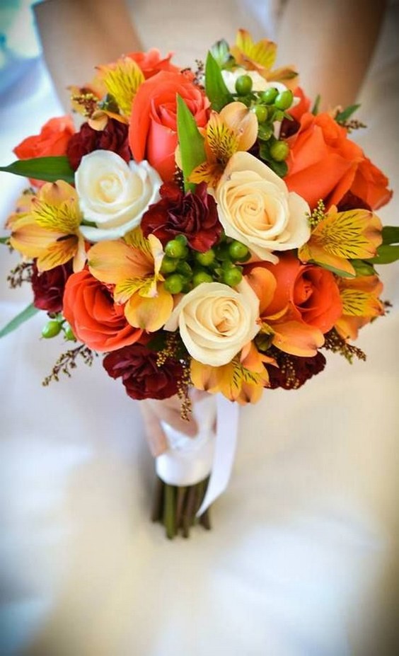 Fall wedding bouquet with alstromaria