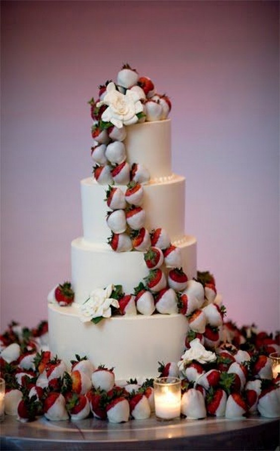 Instead of flowers on a wedding cake do chocolate covered strawberries