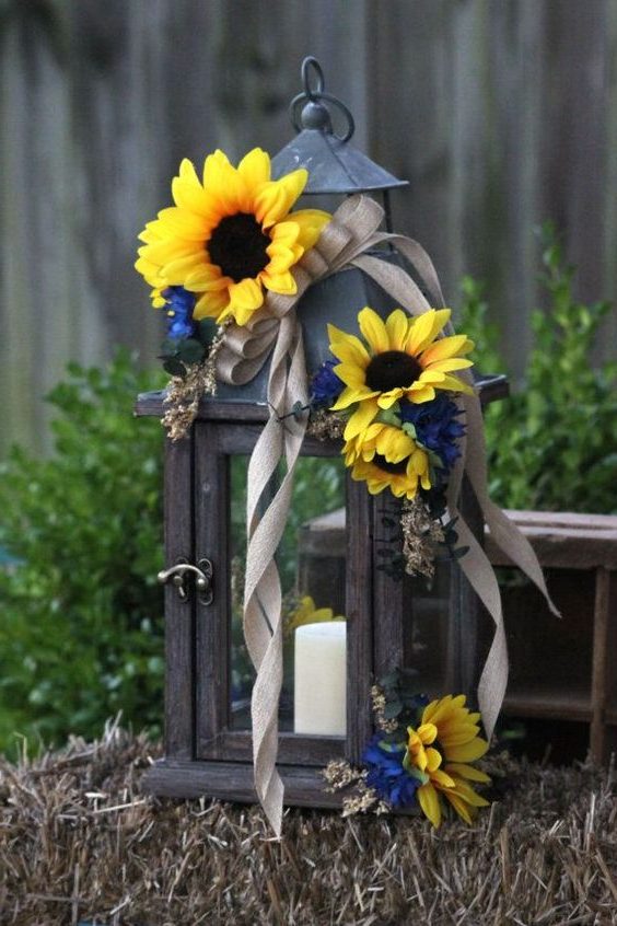 Rustic Sunflower Lantern-Home Decor