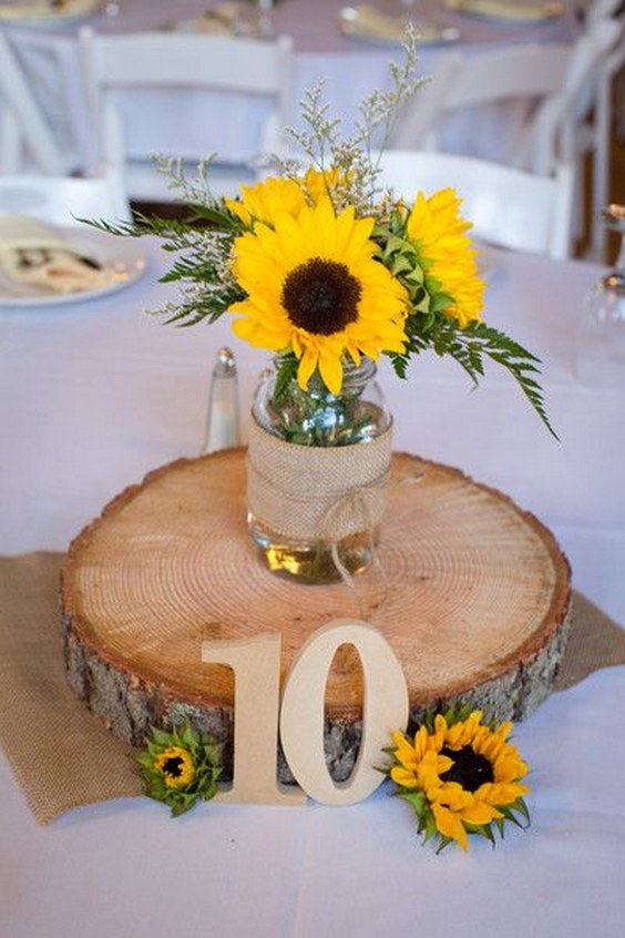 Rustic wedding sunflower centerpieces
