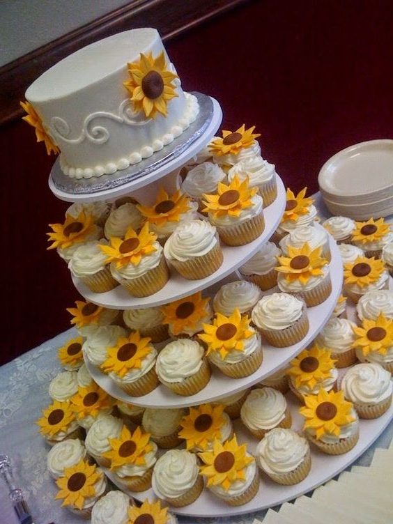 Sunflower Wedding Cupcake