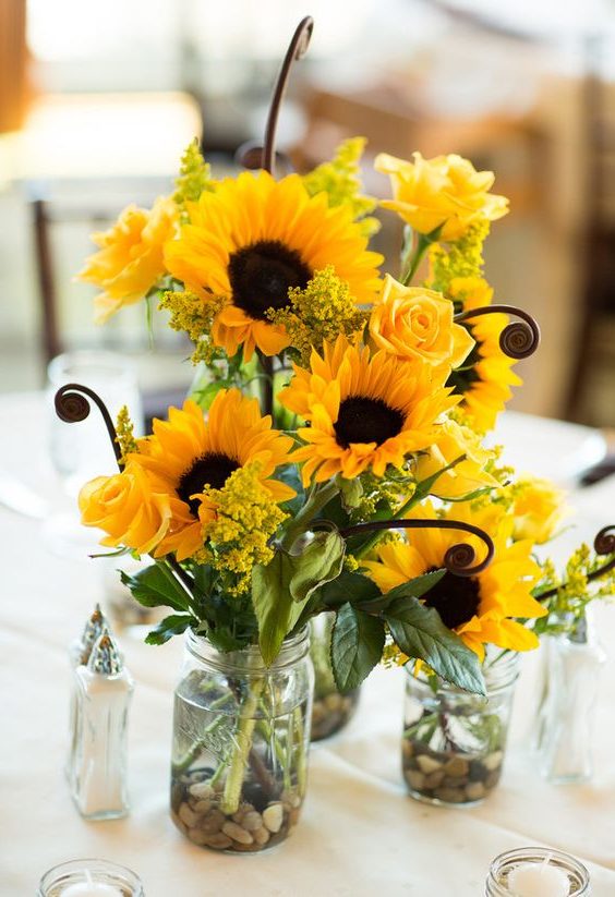 Sunflower wedding centerpiece