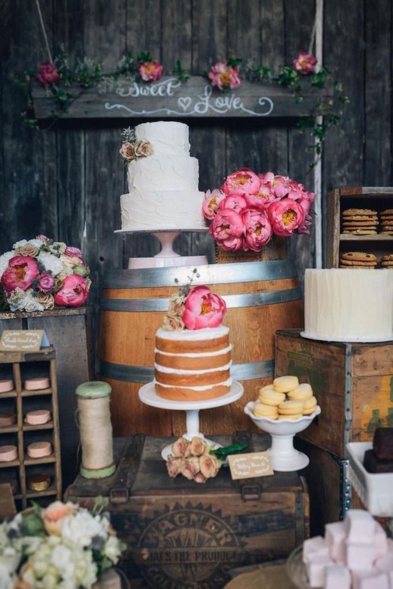 country wedding cake dessert table idea