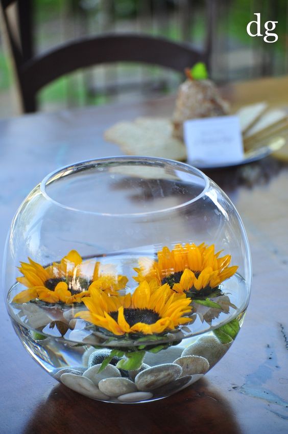 fall floating sunflower wedding centerpieces