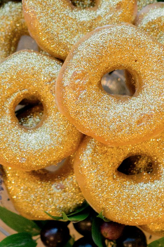 glittery gold donuts