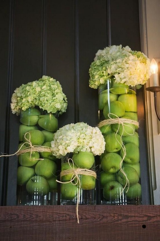 Green apples table centrepieces
