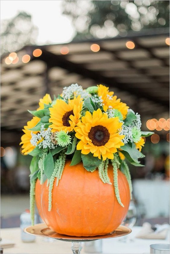 Sunflower Pumpkin Wedding Centerpiece