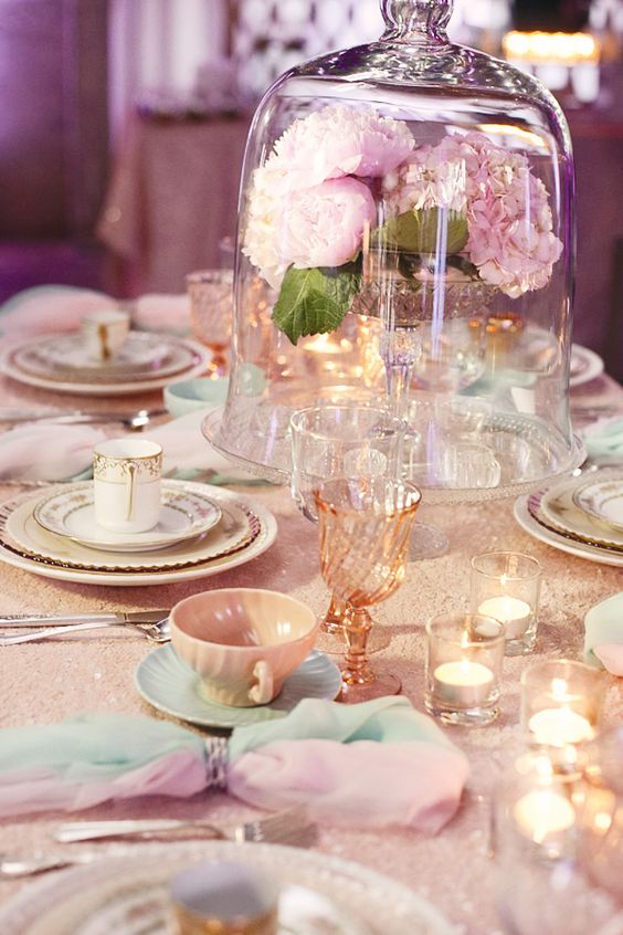 beauty and the beast pink wedding centerpiece