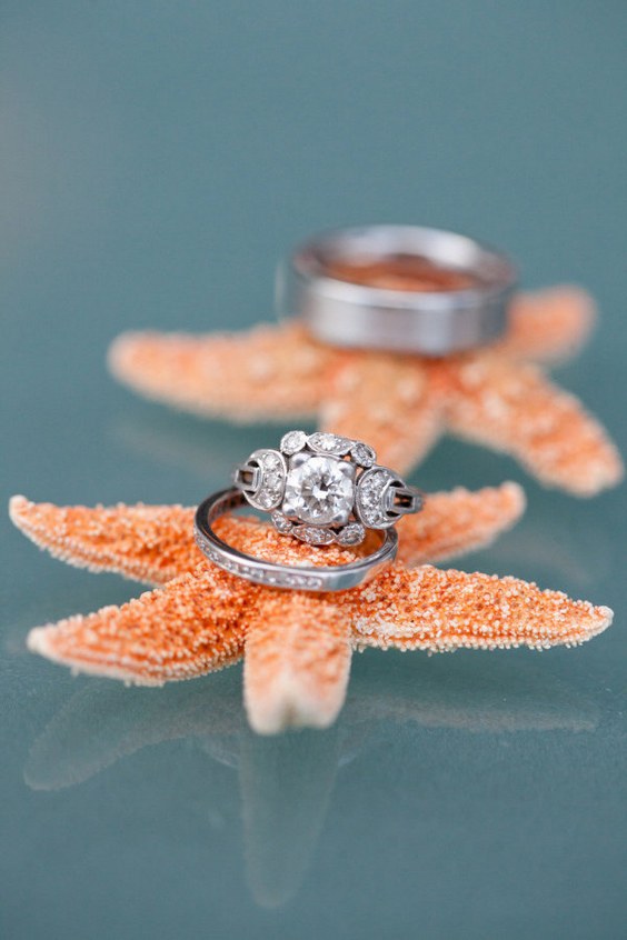wedding ring sets with starfish wedding photo