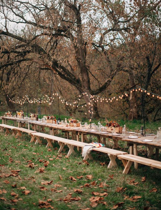 Long handmade pallet farm table for the reception