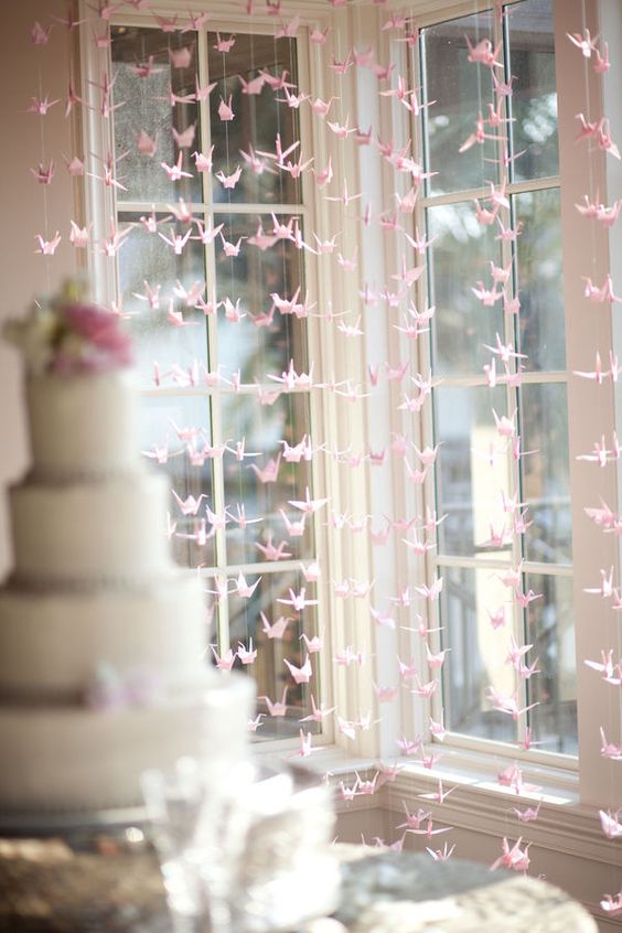 Pink Origami Wedding Backdrop
