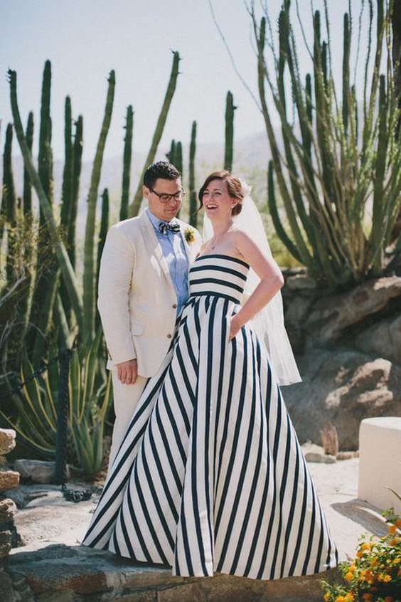 Sassy Stripes black and white wedding dress