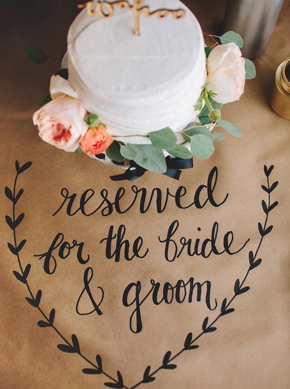 Sharpie on kraft paper for wedding signage and decor