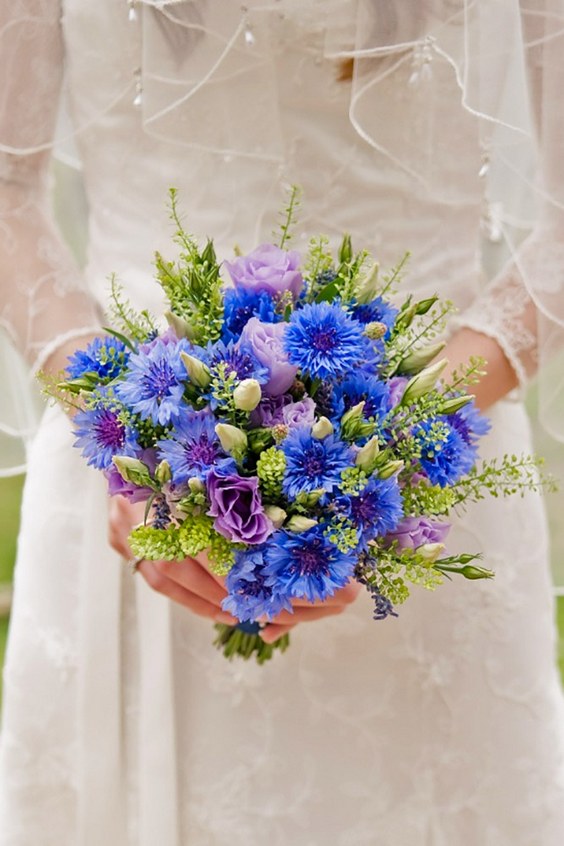 blue wildflower wedding bouquets
