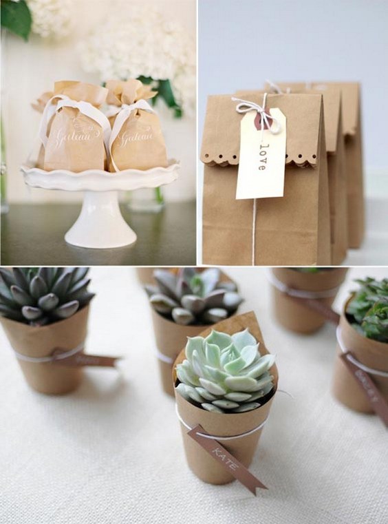 brown paper wedding favours