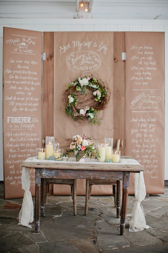 kraft paper panels with love quotes