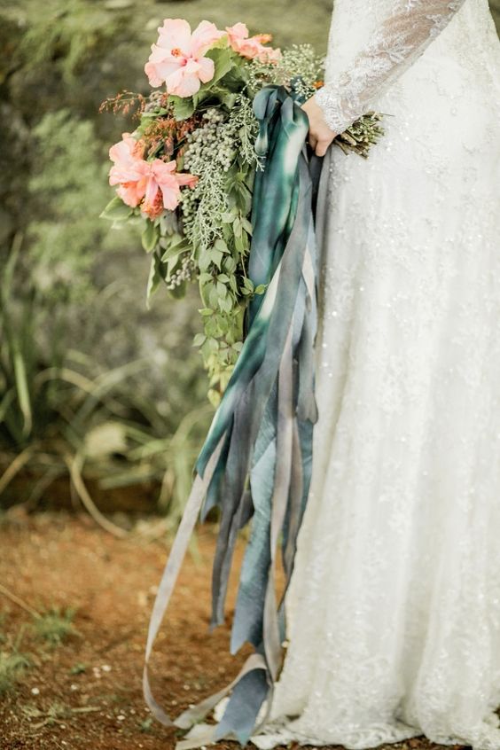 ribbons in wedding bouquet