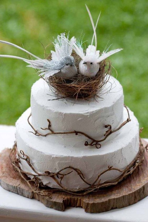 rustic love birds wedding cake topper