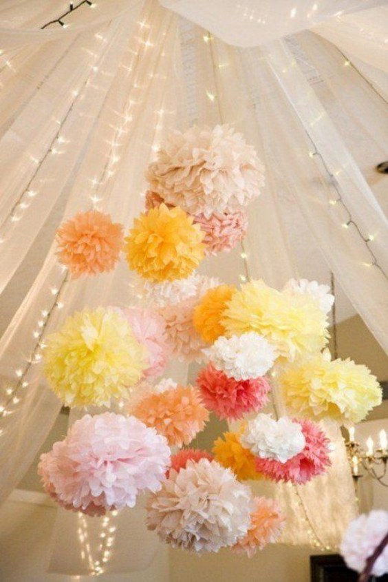DIY pom-poms wedding decorations