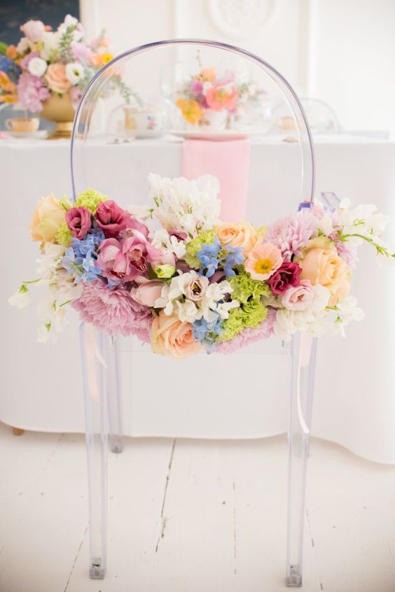 floral lucite wedding chairs