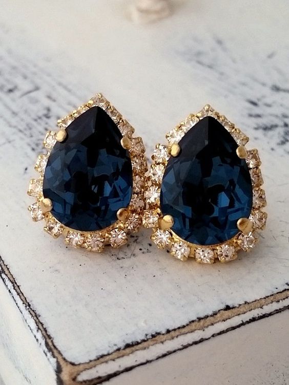 navy blue wedding earrings