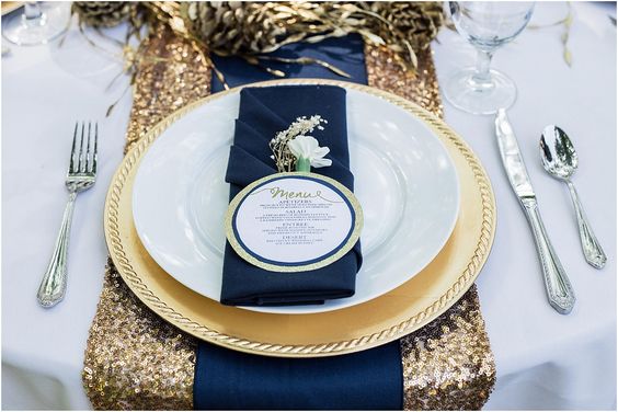 navy and gold wedding theme