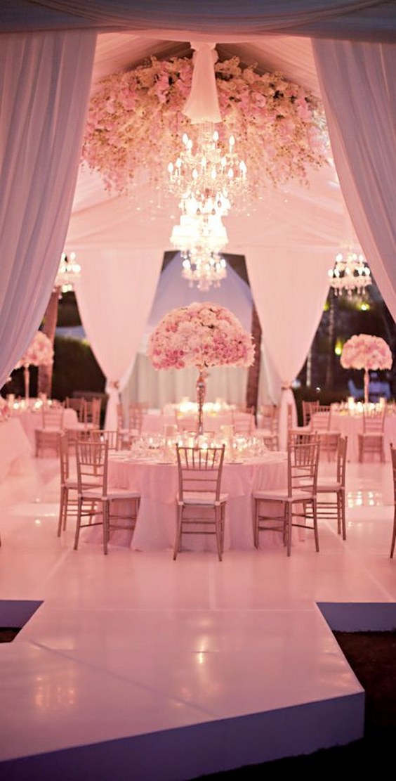 pink wedding reception tent decoration